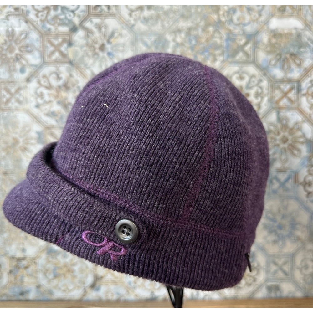 Outdoor Research Wool Blend Fleece Lined Brimmed Beanie Women OS Purple
